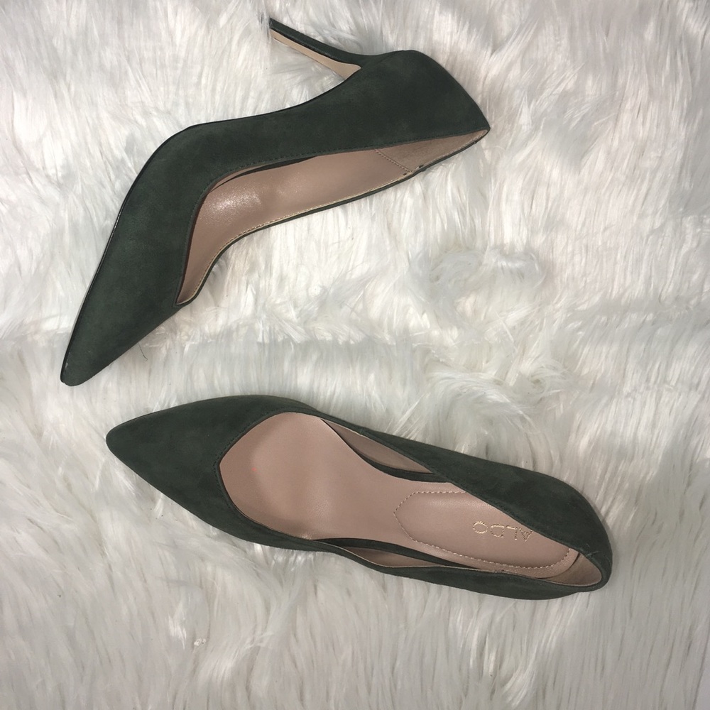 Aldo Olive Green Suede Heels - Picture 5 of 6